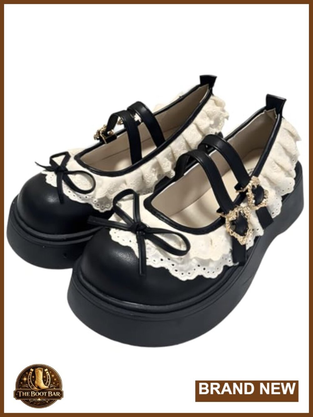 Mary Jane Platform Heels Faux Leather Lace Round Toe Chunky Block Heel